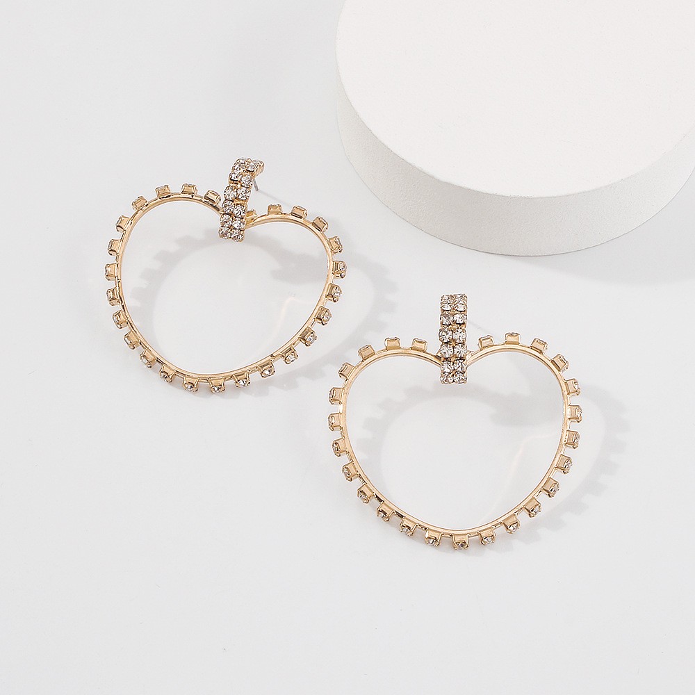 Fashion Full Diamond Love Personality Geometric Earrings display picture 5