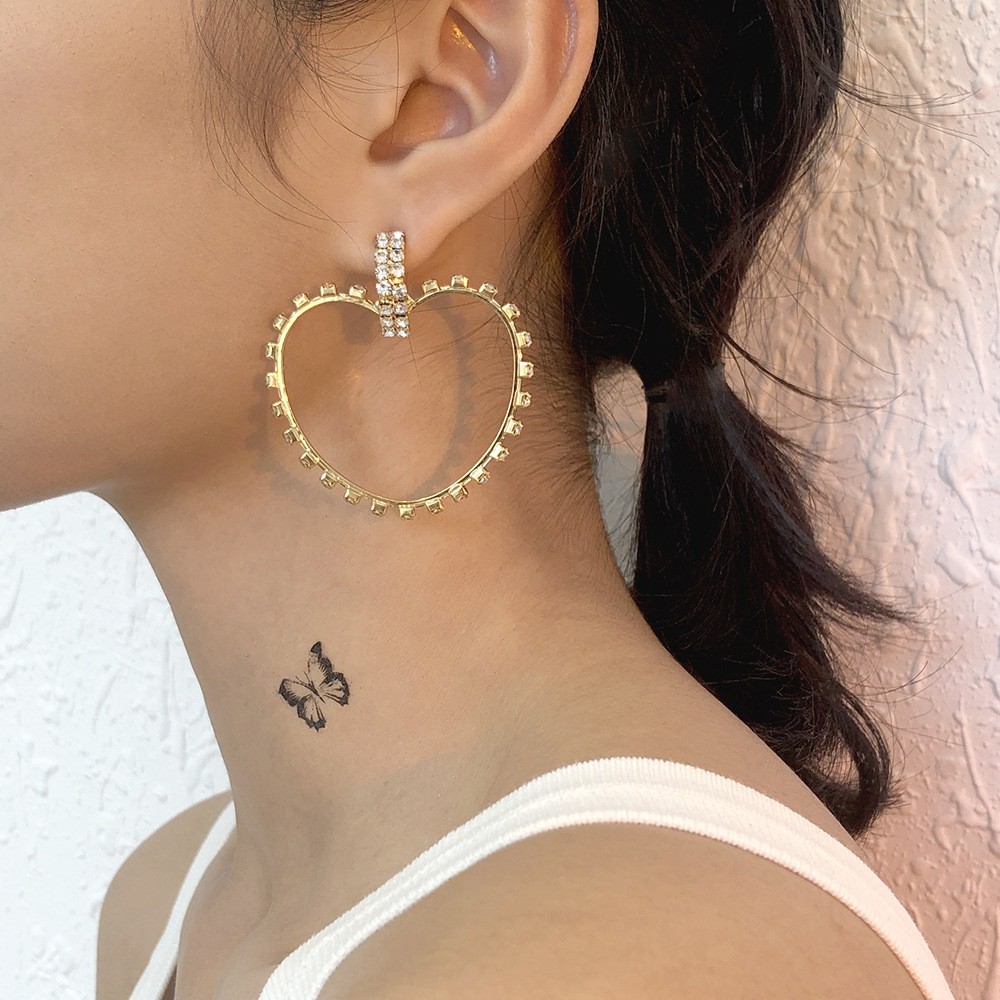 Fashion Full Diamond Love Personality Geometric Earrings display picture 6
