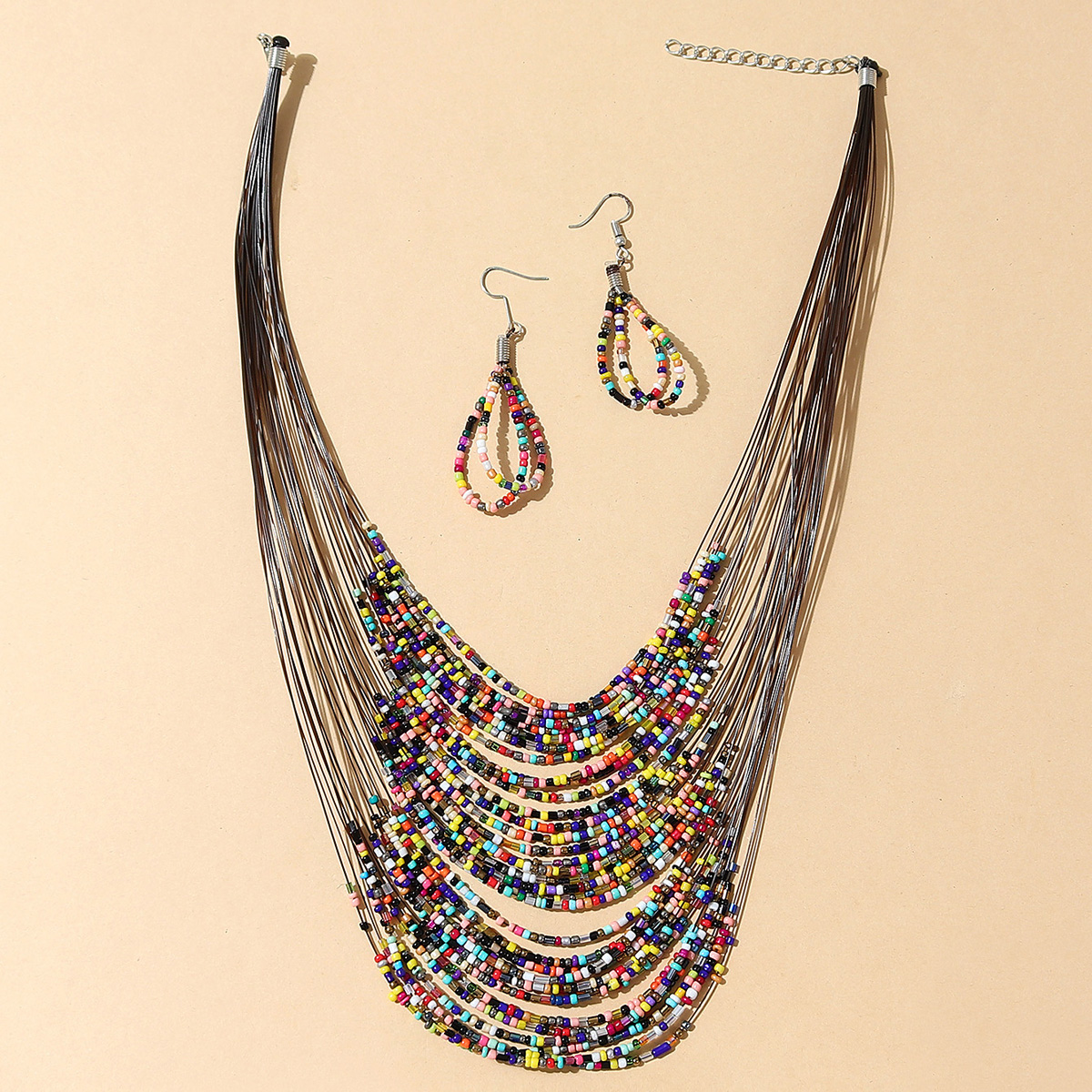 Korean Style Ethnic Style Wild Creative Rice Beads Necklace Earrings Set display picture 1