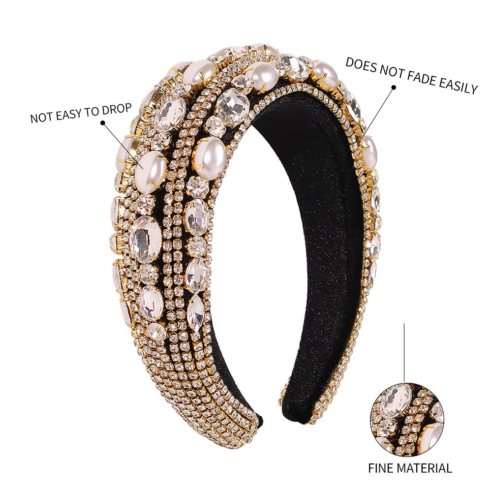 Pearl And Diamond Luxury Thick Sponge Headband display picture 2