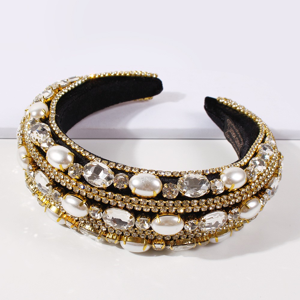 Pearl And Diamond Luxury Thick Sponge Headband display picture 5