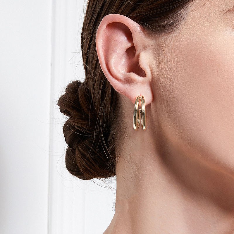 Geometric Shape C-shaped Hoop Earrings Summer Style  New Trendy Temperament Earrings Metal Earrings display picture 1