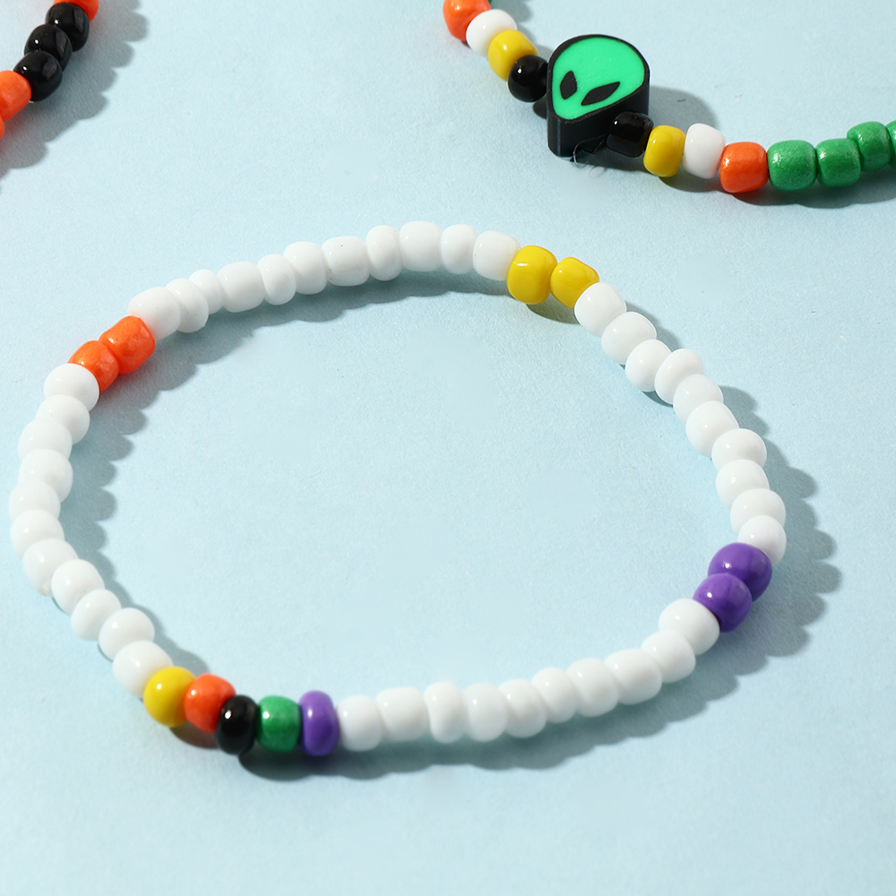 Ensemble De Bracelets En Perles De Riz De Couleur Extraterrestre display picture 4