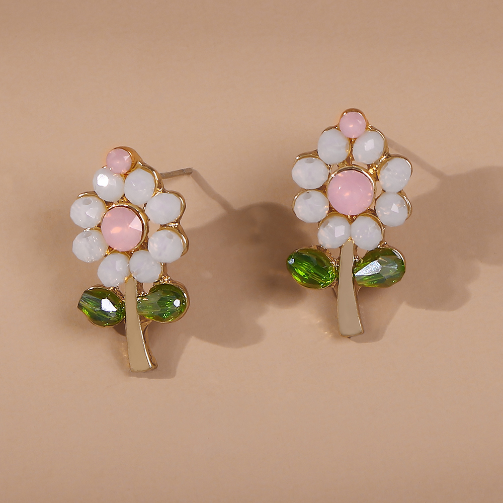 Fashion Imitation Crystal Small Fresh Flower Earrings display picture 6