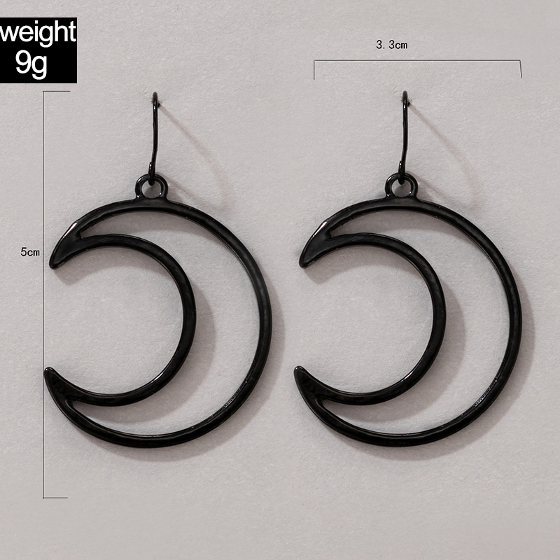 New Personality Jewelry Black Moon Earrings display picture 1
