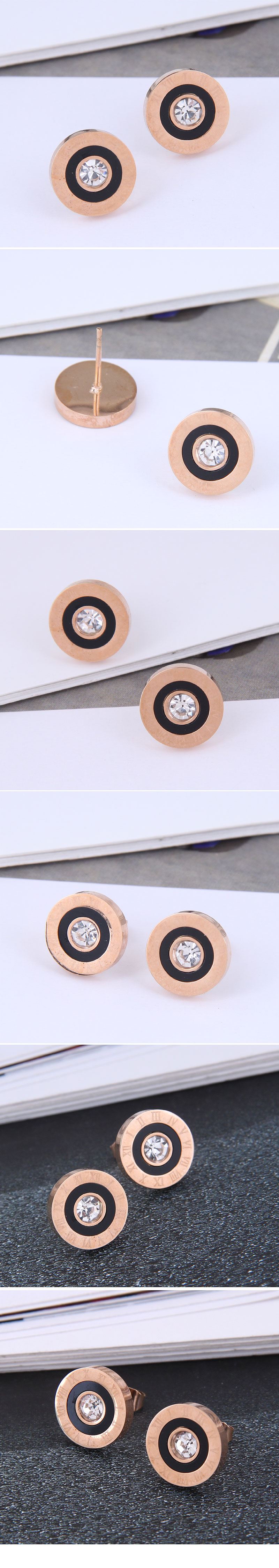 Korean Fashion Sweet And Simple Round Personality Earrings In Titanium Steel display picture 1
