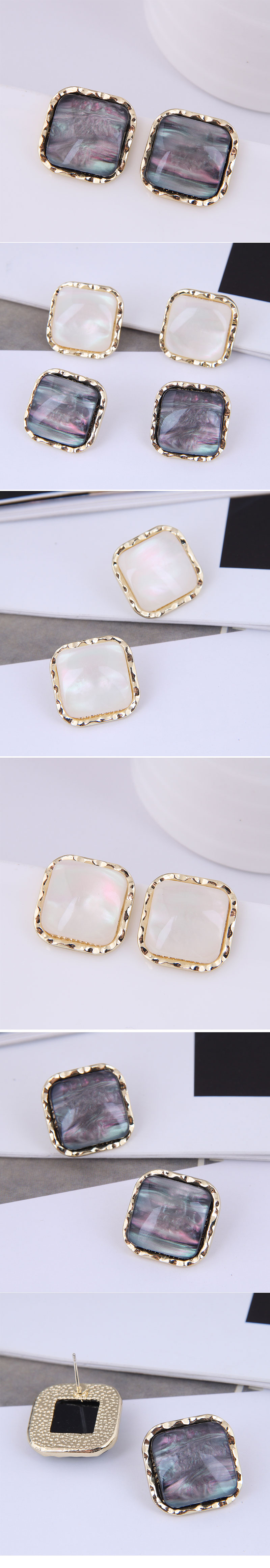 925 Silbernadel Exquisite Koreanische Mode Süße Ol Einfache Quadratische Elegante Temperament Ohrringe display picture 1