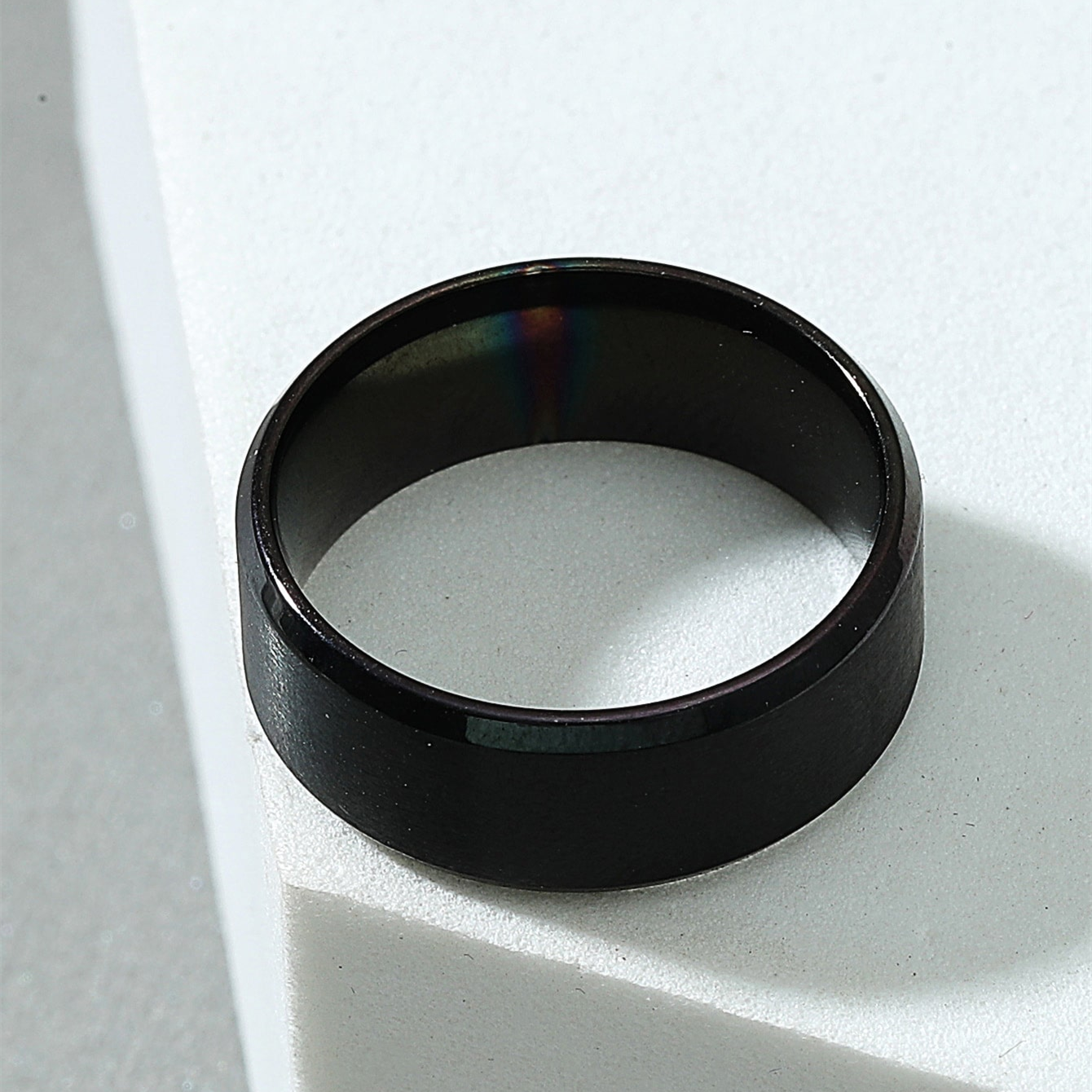 8mm Stainless Steel Black Ring display picture 3
