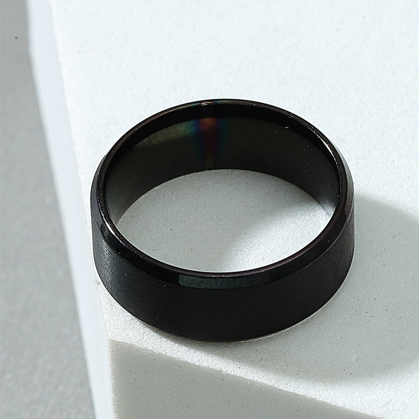 Bague Noire En Acier Inoxydable De 8mm display picture 3