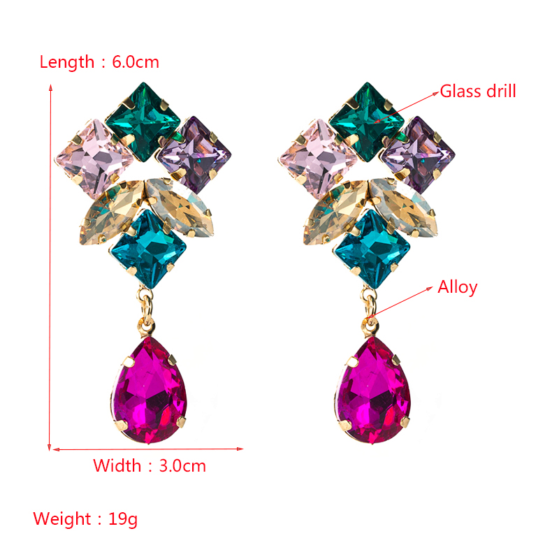 Mehrschichtige Tropfenförmige Farbige Glasdiamant-anhängerohrringe Großhandel Nihaojewelry display picture 1