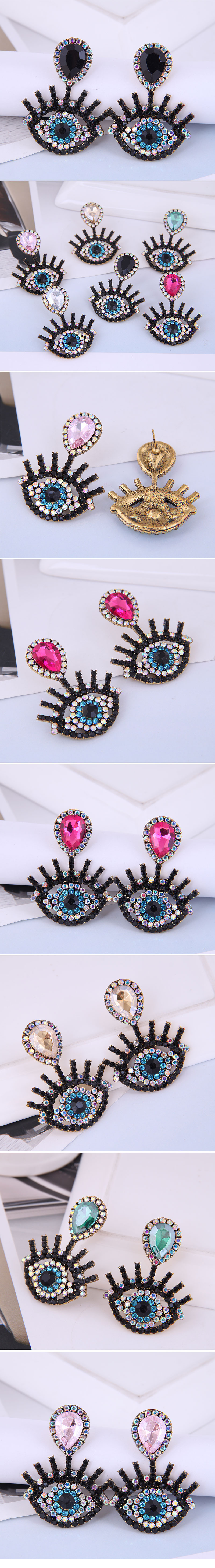 Fashion Metal Flashing Diamond Devil's Eye Earrings Wholesale Nihaojewelry display picture 1