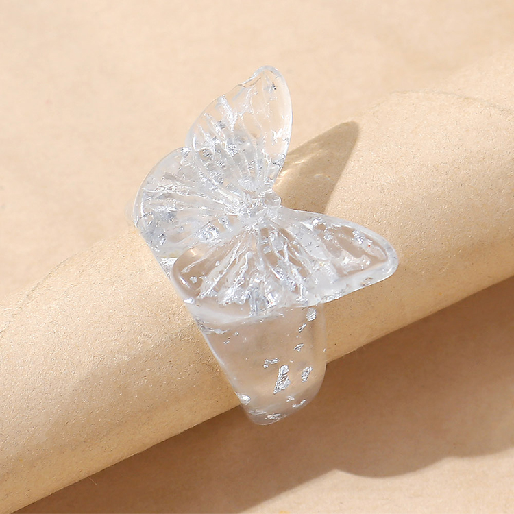 Anillo De Mariposa Transparente De Resina Creativa Al Por Mayor Nihaojewelry display picture 1