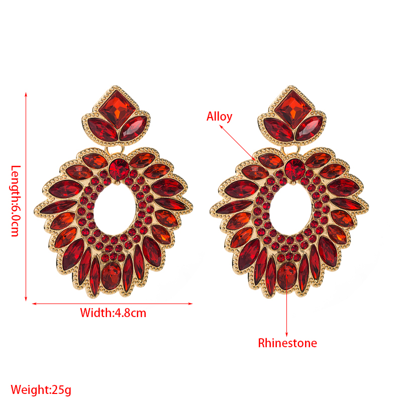 Geometric Flower Inlaid Color Rhinestones Pendant Earrings Wholesale Nihaojewelry display picture 1