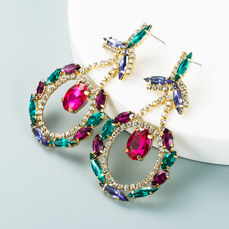 Cherry Shape Color Rhinestone Pendant Earrings Wholesale Nihaojewelry display picture 3