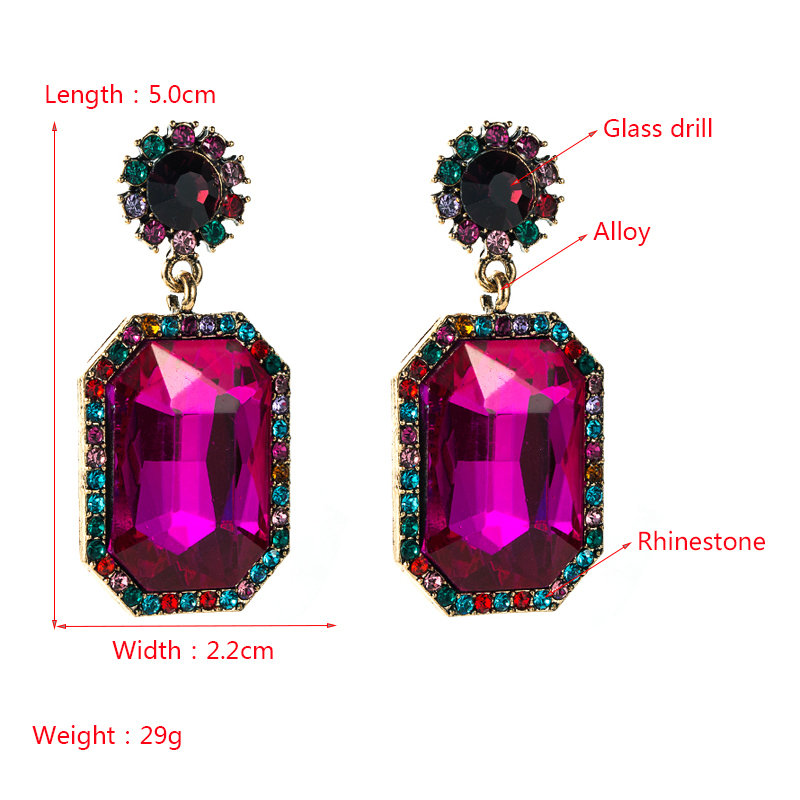 أزياء سبائك الماس مربع هندسي أقراط طويلة بالجملة Nihaojewelry display picture 1