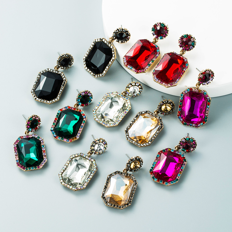 أزياء سبائك الماس مربع هندسي أقراط طويلة بالجملة Nihaojewelry display picture 2