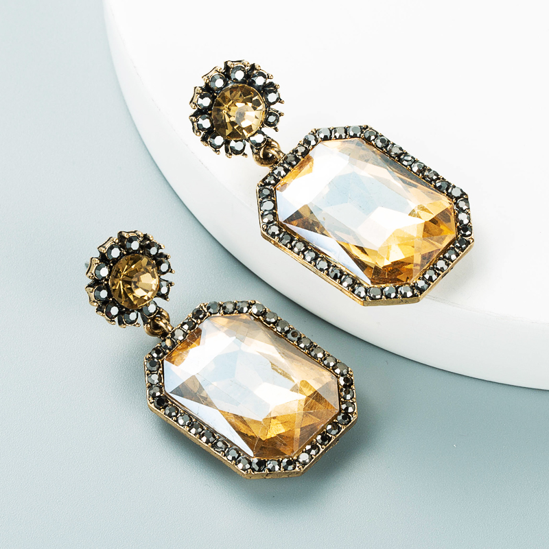 أزياء سبائك الماس مربع هندسي أقراط طويلة بالجملة Nihaojewelry display picture 9