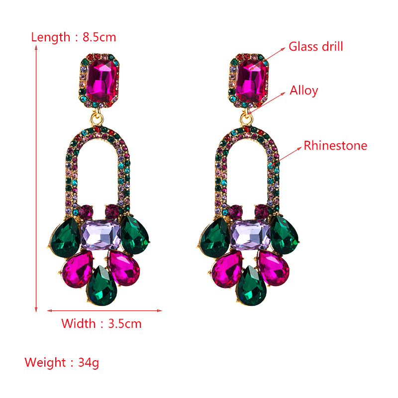 Fashion Alloy Inlaid Color Rhinestone Geometric Flower Earrings Wholesale Nihaojewelry display picture 1