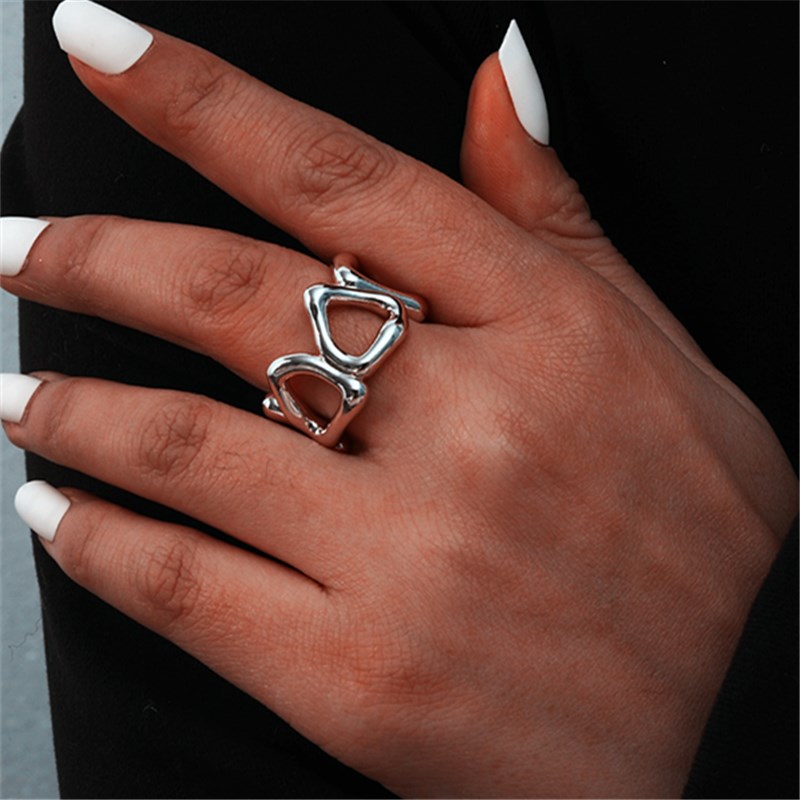 European And American Fashion Personality High-end Metal Love Retro Wild Open Copper Ring display picture 2
