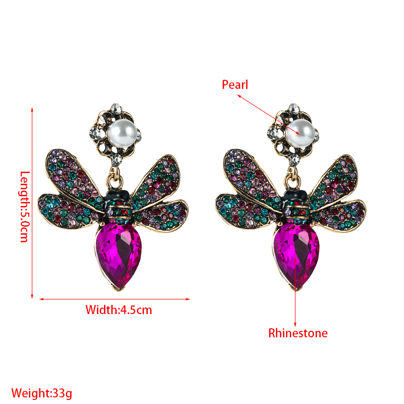 Mode Tendance Couleur Diamant Papillon Perle Alliage Boucles D'oreilles En Gros Nihaojewelry display picture 1