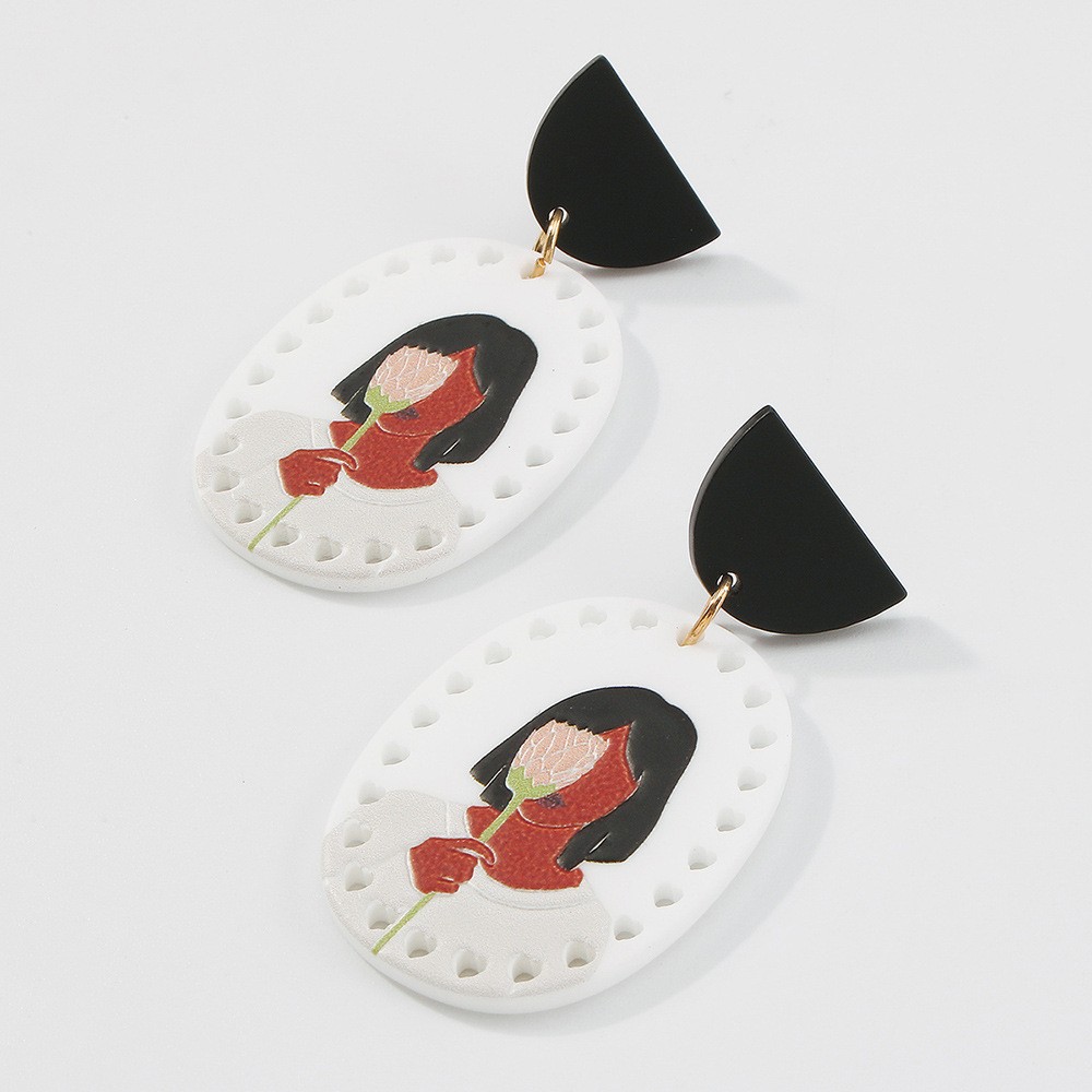 Retro Graffiti Cartoon Figure Pendant Earrings Wholesale Nihaojewelry display picture 3