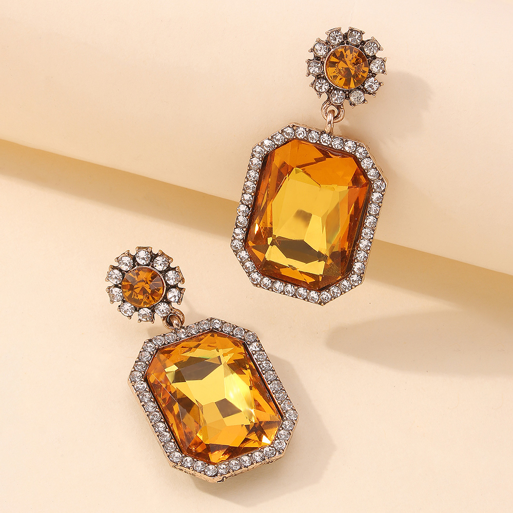 Fashion Geometric Square Diamond Alloy Earrings Wholesale Nihaojewelry display picture 3