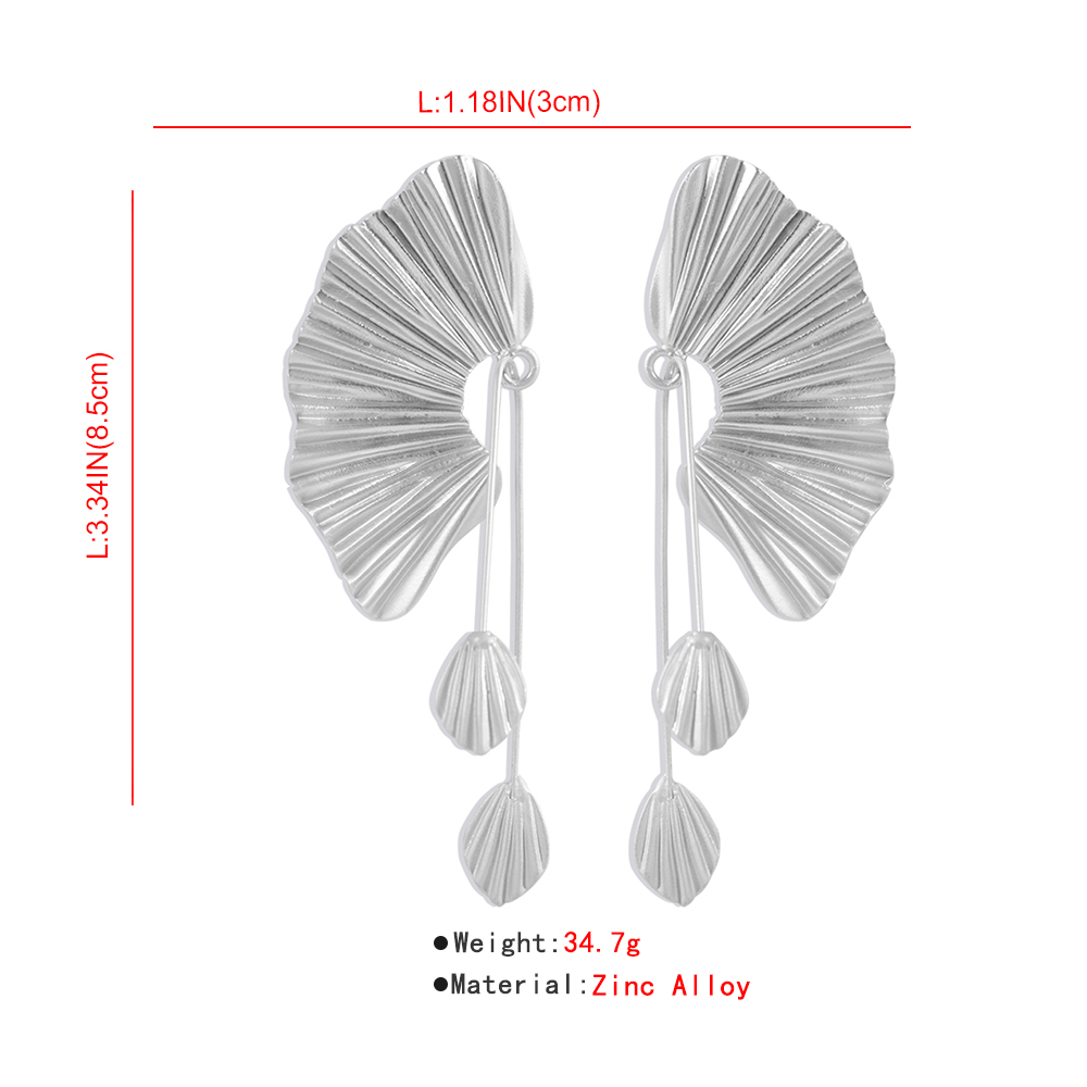 Fashion Fan-shaped Long Pendent Alloy Earrings Wholesale Nihaojewelry display picture 5