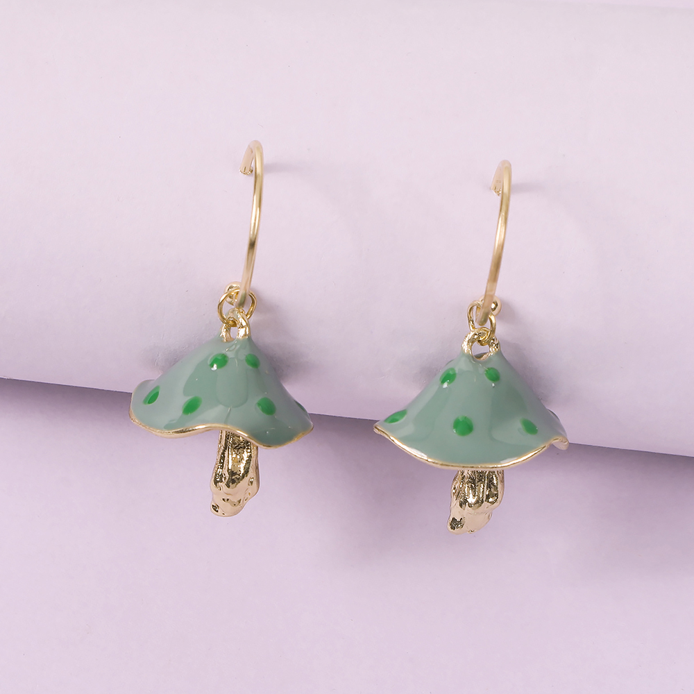 Creative Dot Oil Small Mushroom Alloy Earrings Wholesale Nihaojewelry display picture 4