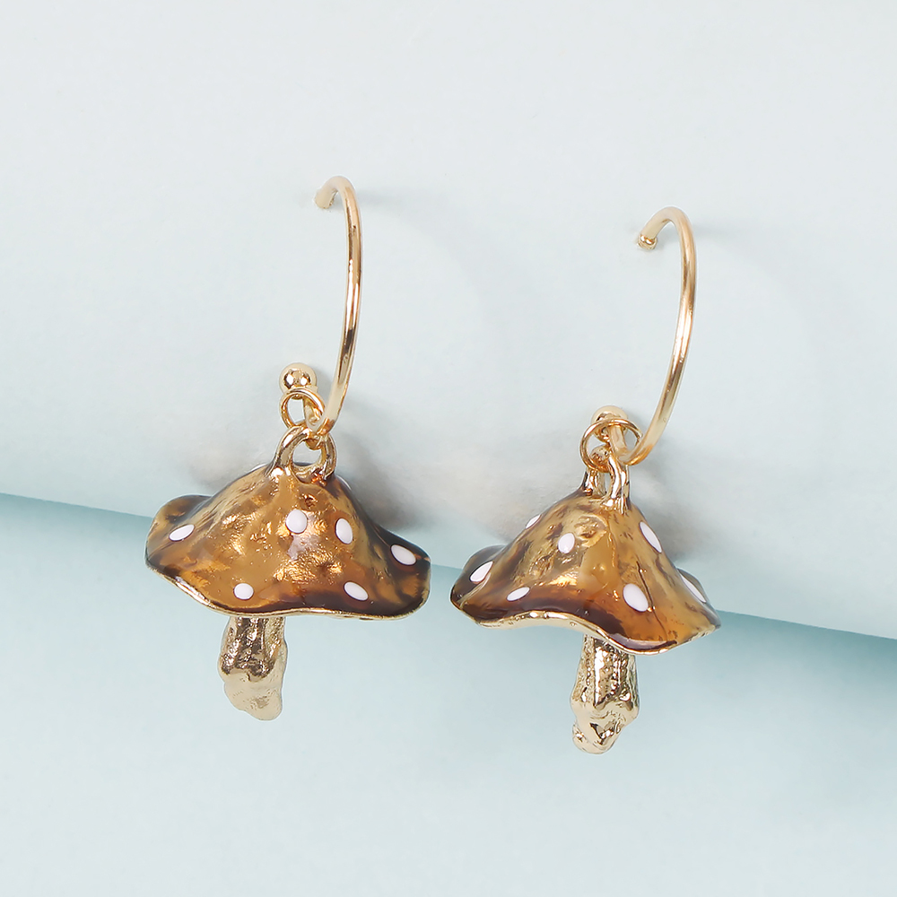 Creative Dot Oil Small Mushroom Alloy Earrings Wholesale Nihaojewelry display picture 9