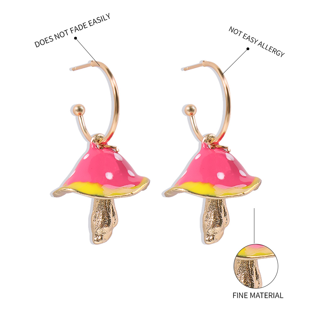 Creative Dot Oil Small Mushroom Alloy Earrings Wholesale Nihaojewelry display picture 10