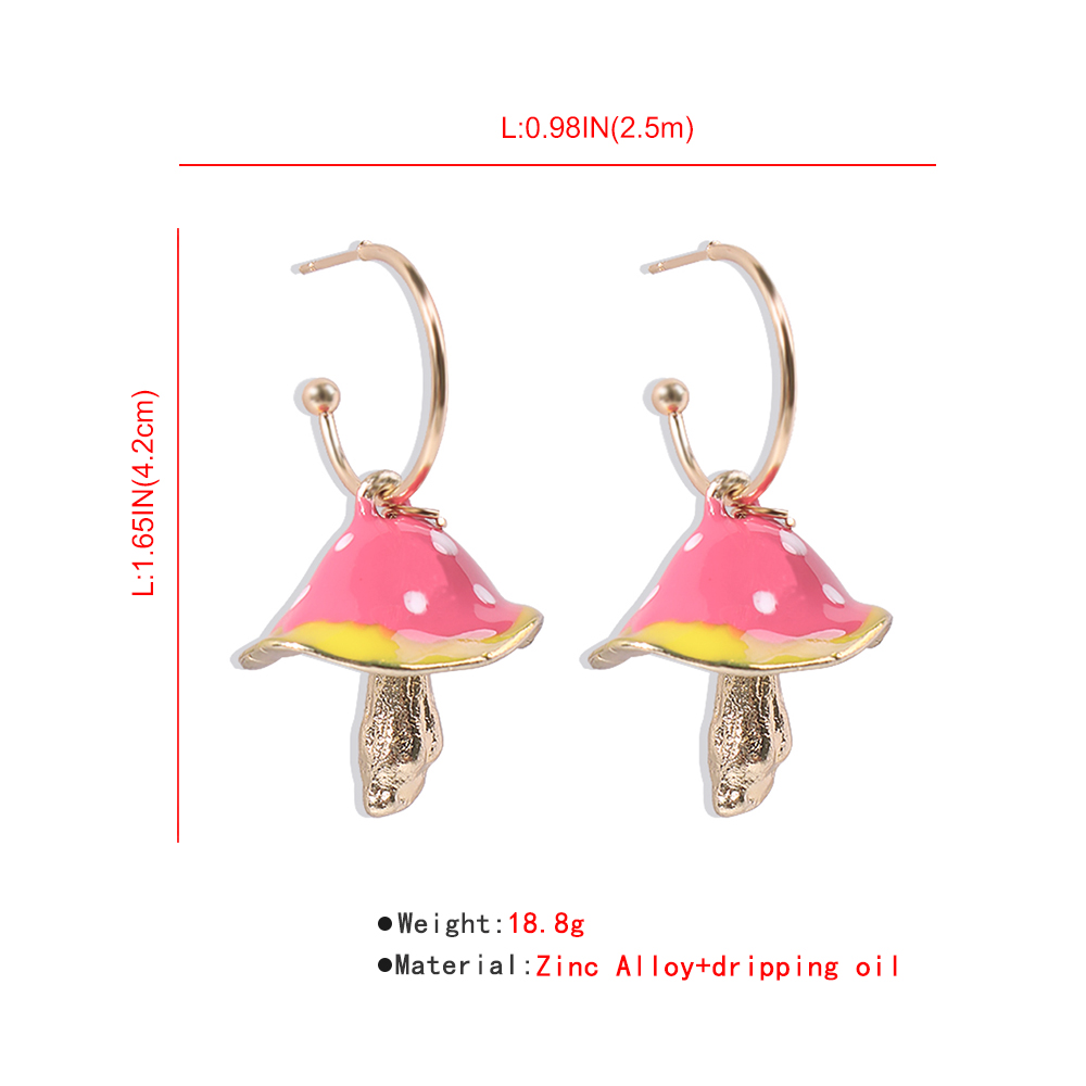 Creative Dot Oil Small Mushroom Alloy Earrings Wholesale Nihaojewelry display picture 11