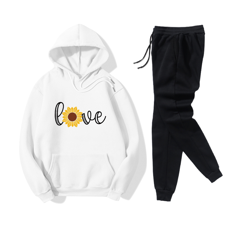 Sunflower Print Hooded Sweatshirt Pants Casual Two-piece Set Wholesale Nihaojewelry display picture 1