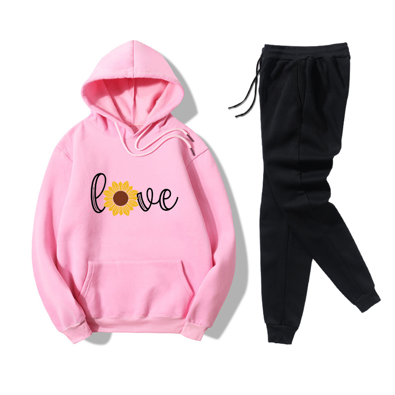 Sunflower Print Hooded Sweatshirt Pants Casual Two-piece Set Wholesale Nihaojewelry display picture 4