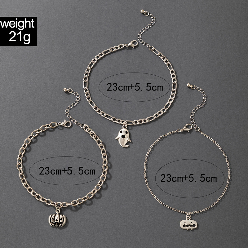 Halloween Pumpkin Ghost Shadow Anklet 3-piece Set Wholesale Nihaojewelry display picture 5