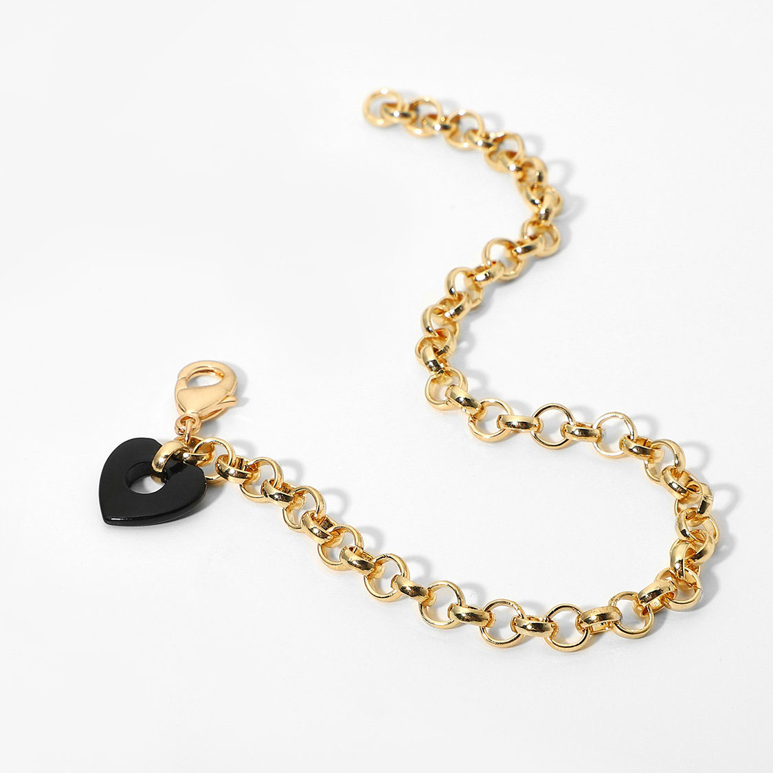 Einfache Goldkette Schwarzes Herz Armband Großhandel Nihaojewelry display picture 4
