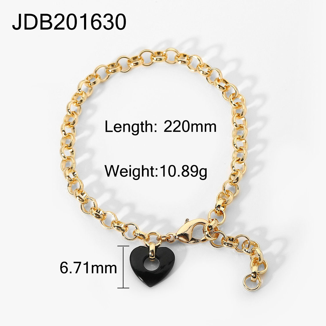 Einfache Goldkette Schwarzes Herz Armband Großhandel Nihaojewelry display picture 8