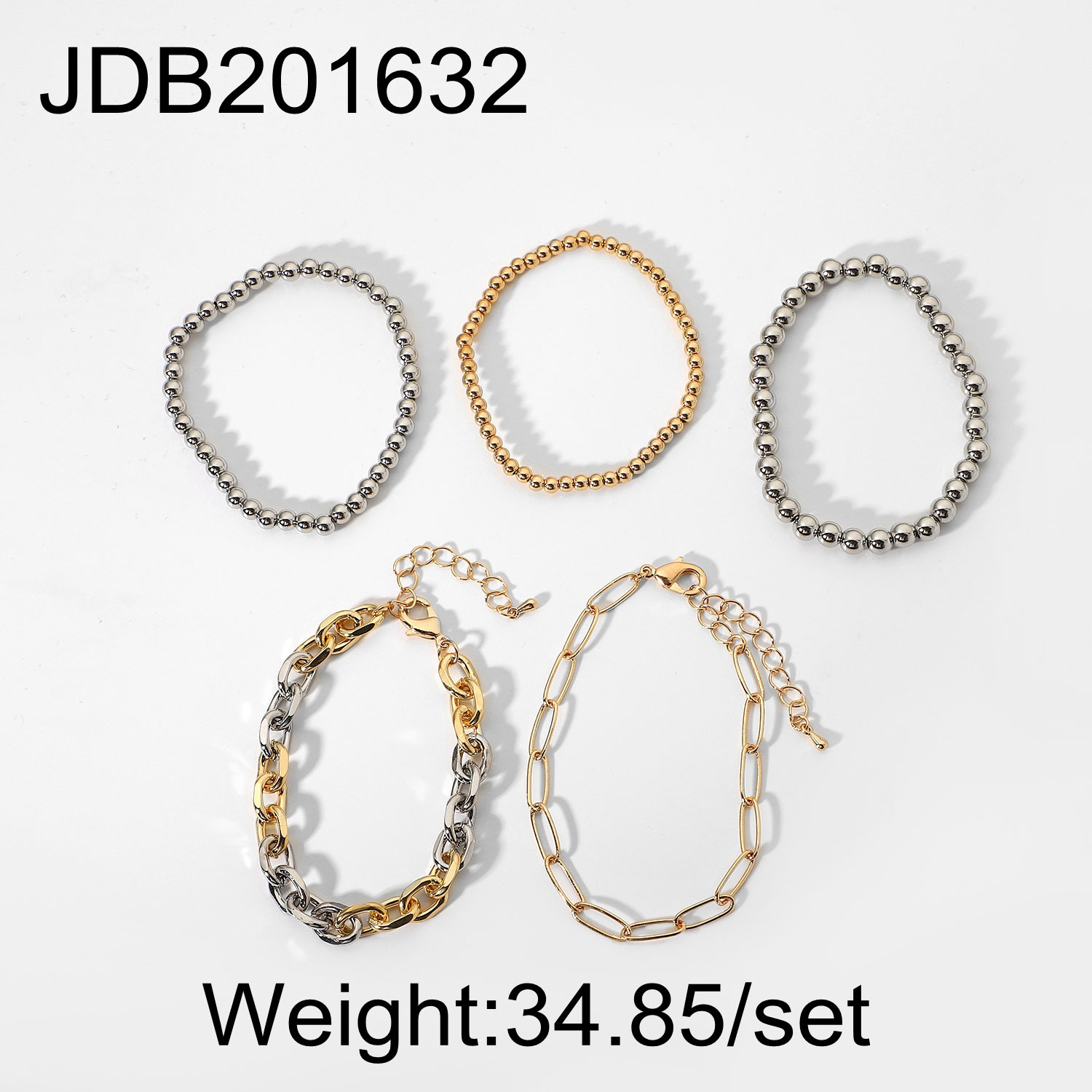 Cuban Bead Chain Color Contrast Bracelet 5 Pieces Set Wholesale Nihaojewelry display picture 11