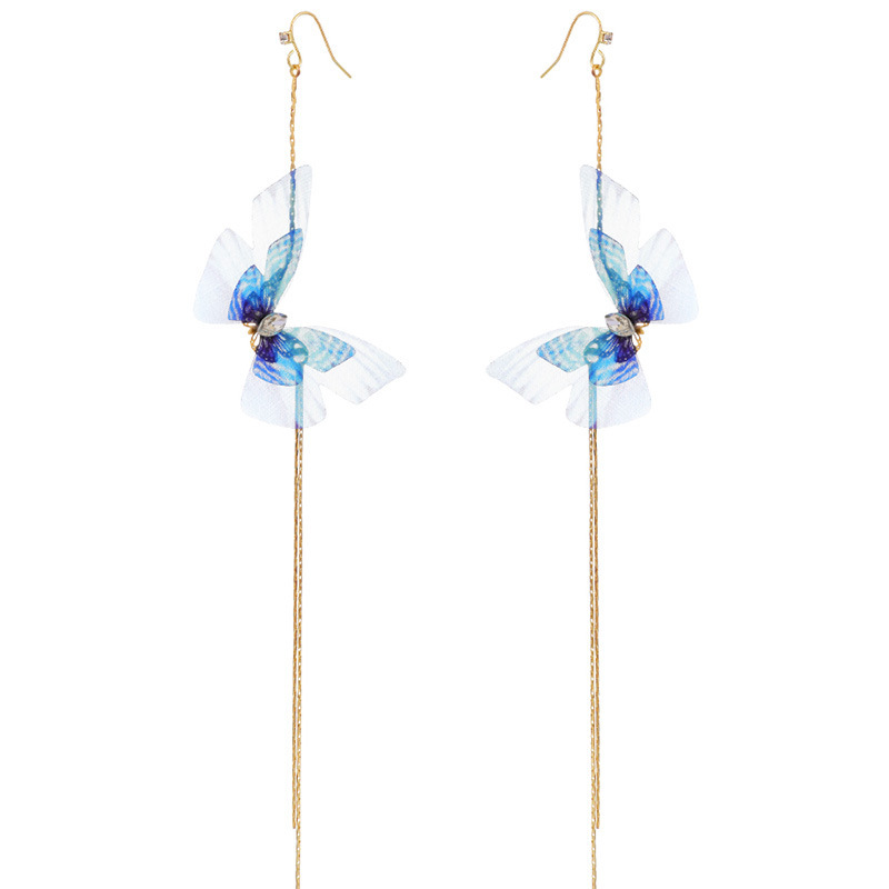 Fashion Butterfly Tassel Tulle Long Ear Hooks Wholesale Nihaojewelry display picture 7