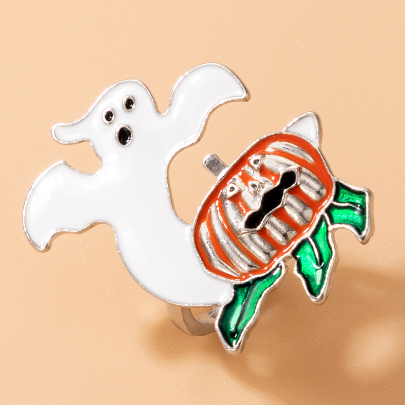 Halloween Cute Devil Dripping Oil Pumpkin Alloy Ring Wholesale Nihaojewelry display picture 4