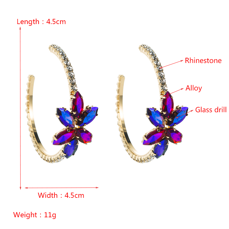 Fashion Alloy Inlaid Stained Glass C-shape Earring Wholesale Nihaojewelry display picture 1