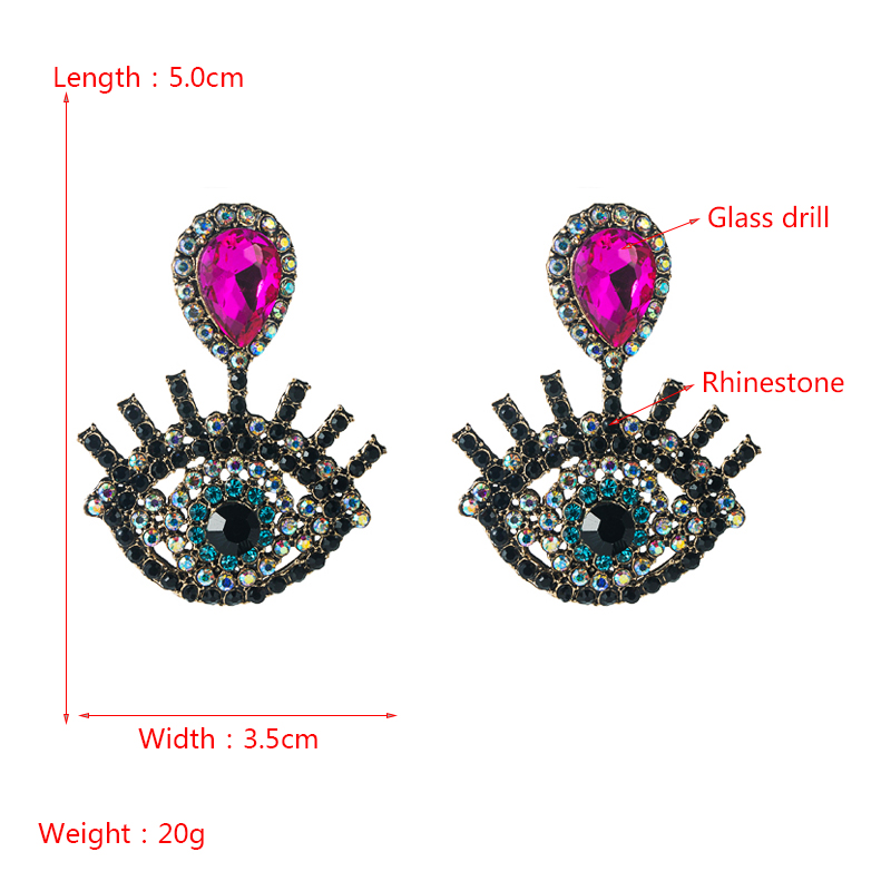 Retro Diamond-studded Devil's Eye Earrings Wholesale Nihaojewelry display picture 1