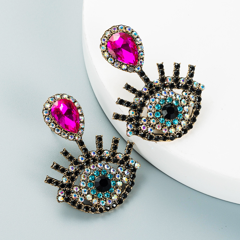 Retro Diamond-studded Devil's Eye Earrings Wholesale Nihaojewelry display picture 4