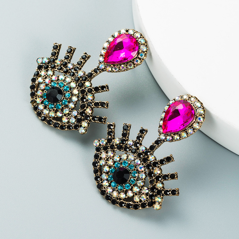 Retro Diamond-studded Devil's Eye Earrings Wholesale Nihaojewelry display picture 5