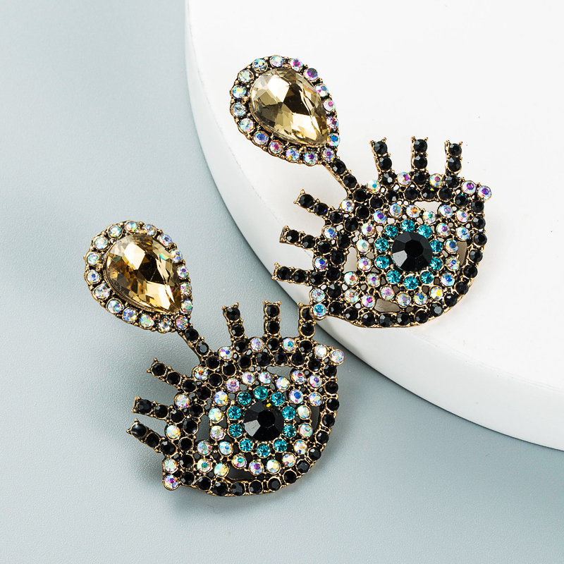 Retro Diamond-studded Devil's Eye Earrings Wholesale Nihaojewelry display picture 6