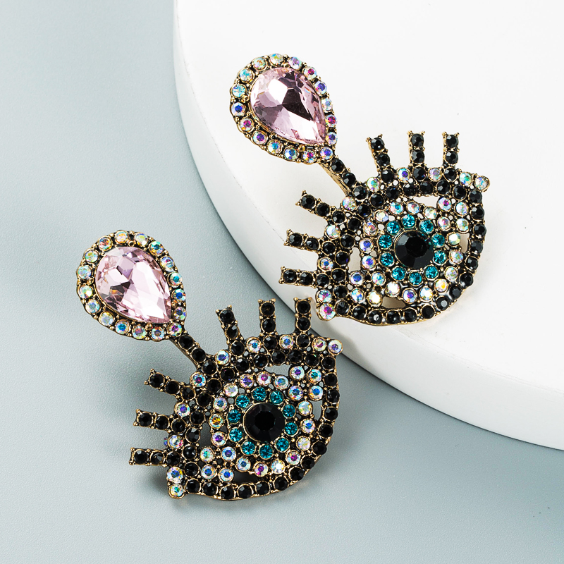 Retro Diamond-studded Devil's Eye Earrings Wholesale Nihaojewelry display picture 8