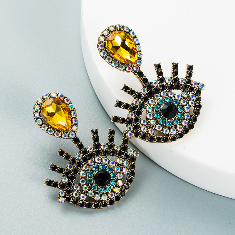 Retro Diamond-studded Devil's Eye Earrings Wholesale Nihaojewelry display picture 11
