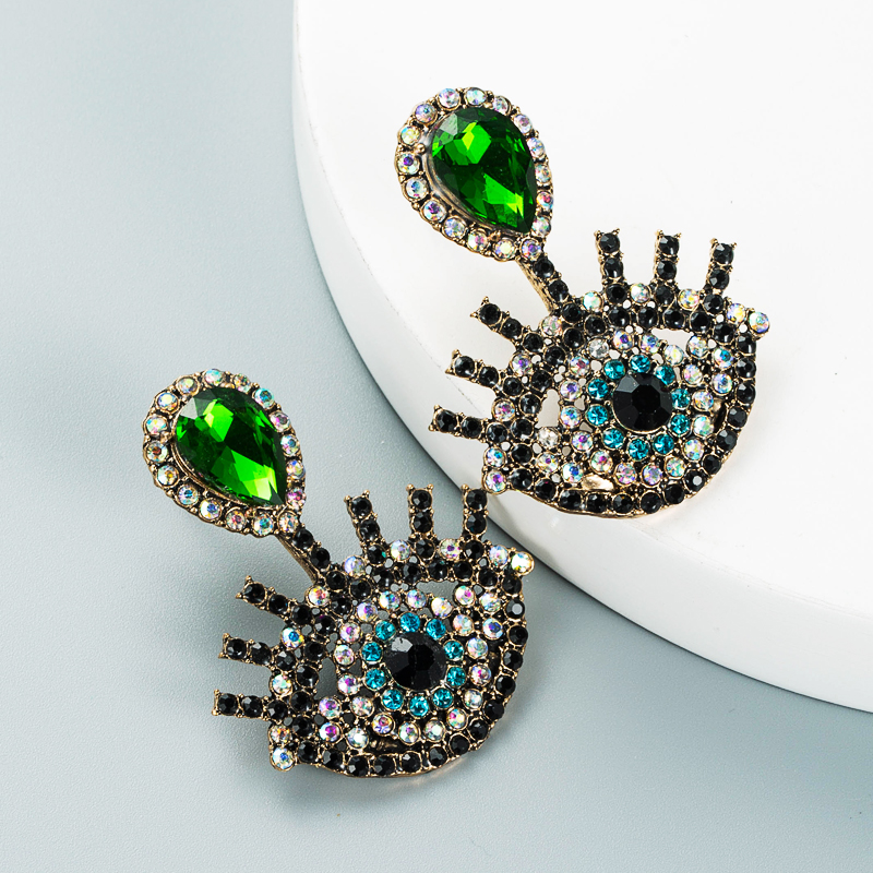 Retro Diamond-studded Devil's Eye Earrings Wholesale Nihaojewelry display picture 12