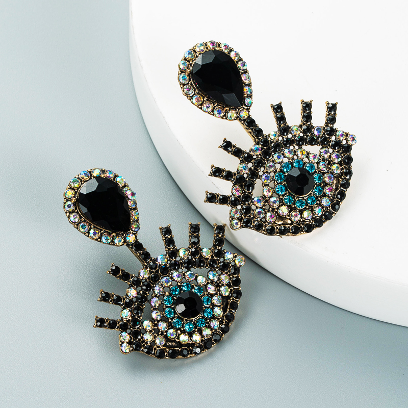 Retro Diamond-studded Devil's Eye Earrings Wholesale Nihaojewelry display picture 14
