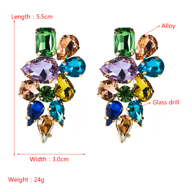 Fashion Drop-shaped Colored Glass Diamond Earrings Wholesale Nihaojewelry display picture 1