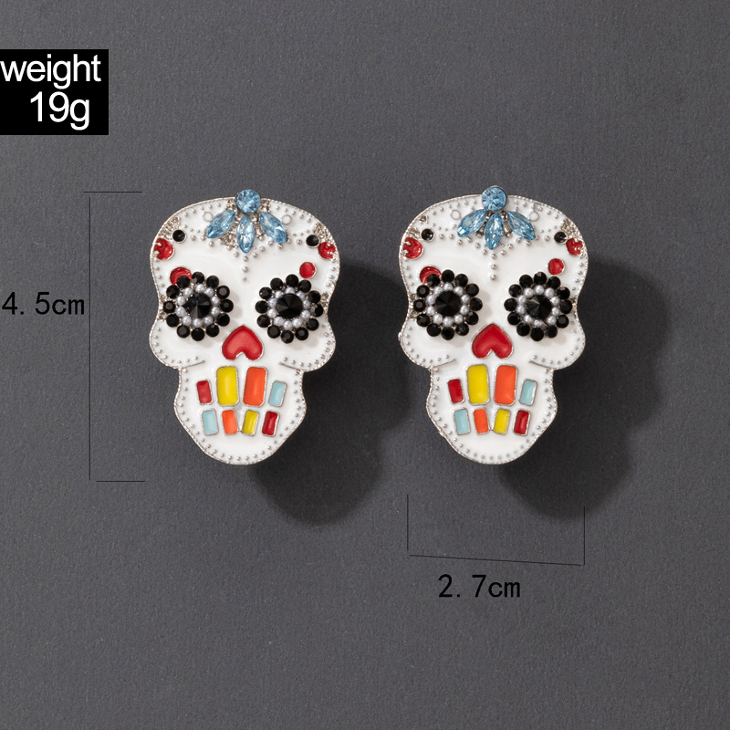 Halloween Cute Cartoon Pumpkin Skull Pendent Necklace Earrings Wholesale Nihaojewelry display picture 2